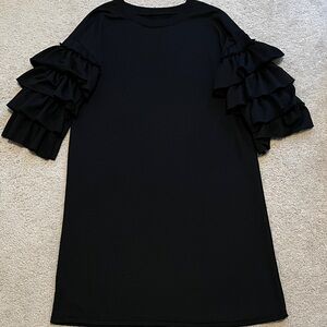 Elegant Black Ruffle Sleeve Dress